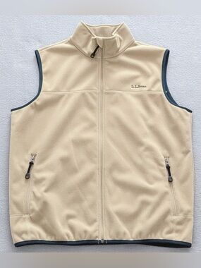 L.L. Bean Polartec Fleece Vest Men’s Medium Tan Beige Weather Channel Promo Gorp
